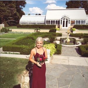 Azazie “Carolina” dress in Cabernet